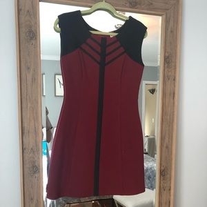 Black and burgundy work dress